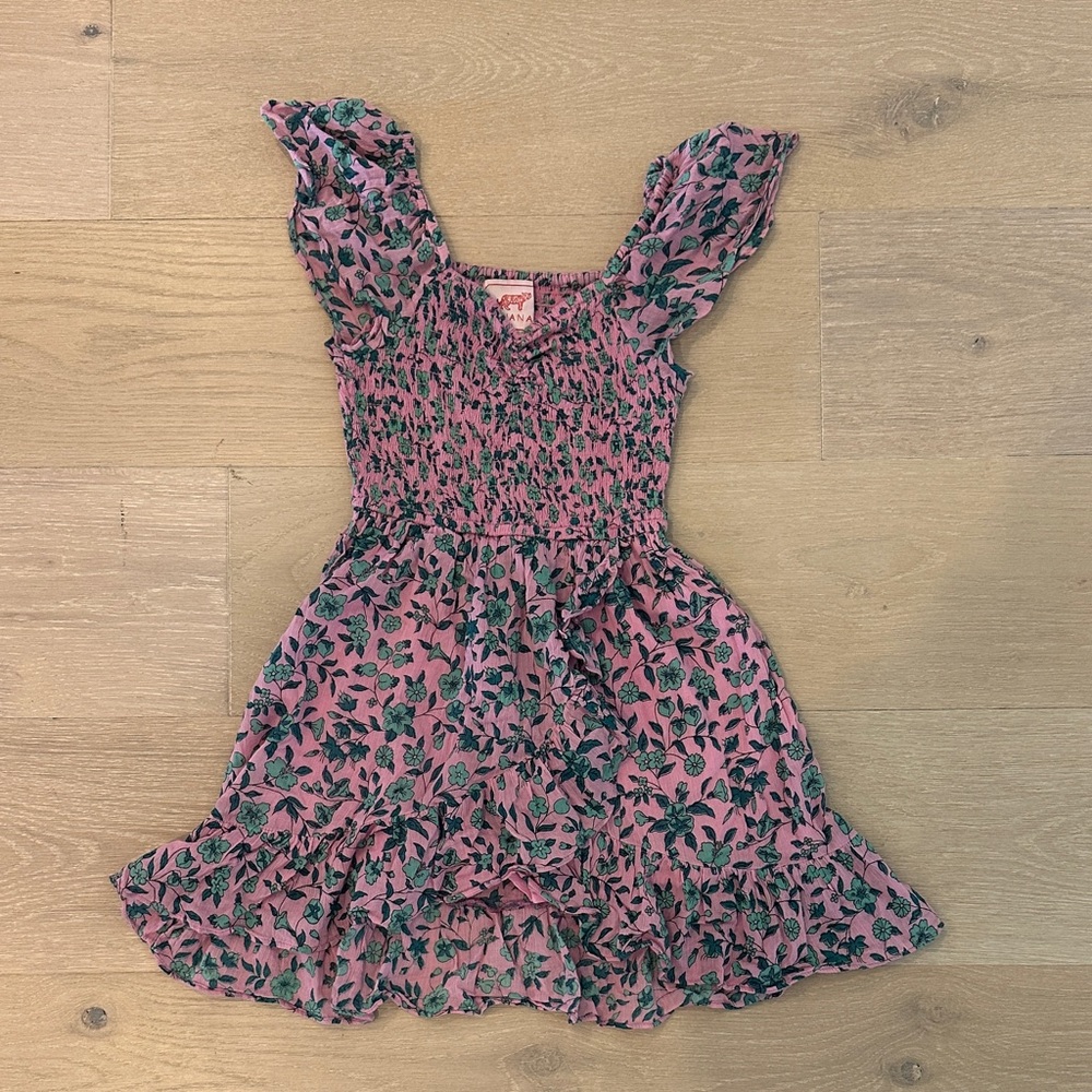 Banjanan Pink and Green Leafy Dress